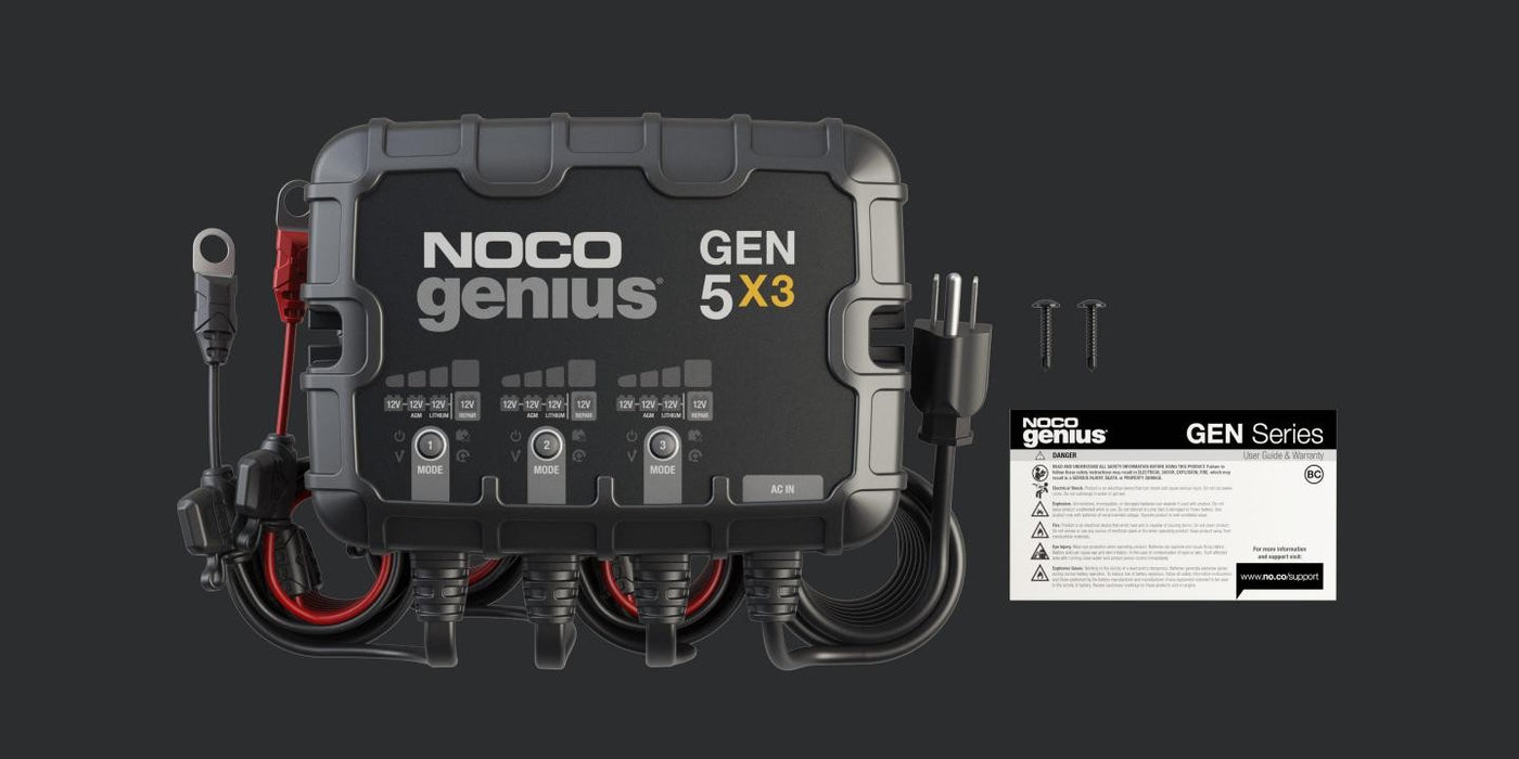 NOCO GENIUS 12V 3-Bank, 15-Amp On-Board Battery Charger